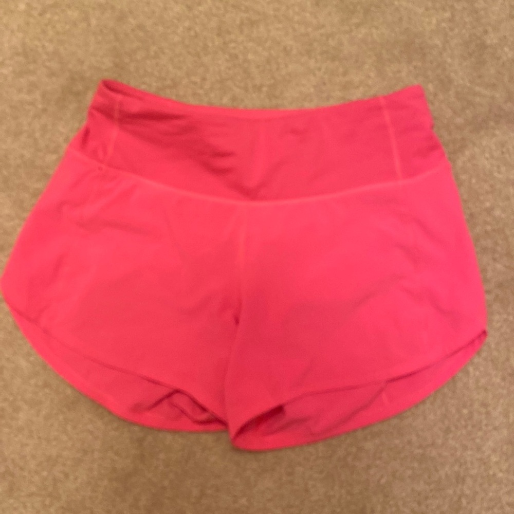 highlighter pink 4 inch Lululemon shorts size 2 speed ups